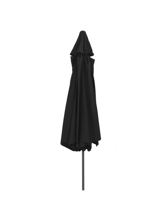 Aurinkovarjo metallitolpalla 390 cm musta