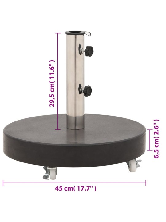 Aurinkovarjon alusta graniitti 30 kg pyöreä musta