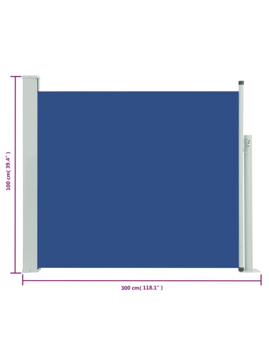 Sisäänvedettävä terassin sivumarkiisi 100x300 cm sininen