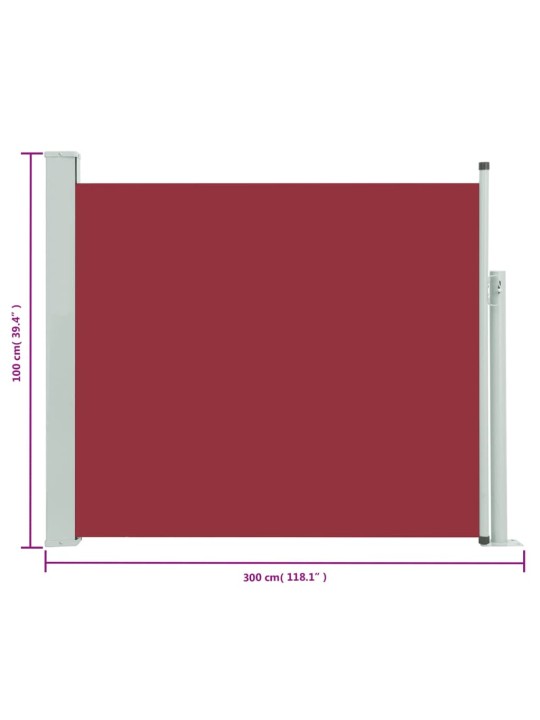 Sisäänvedettävä terassin sivumarkiisi 100x300 cm punainen