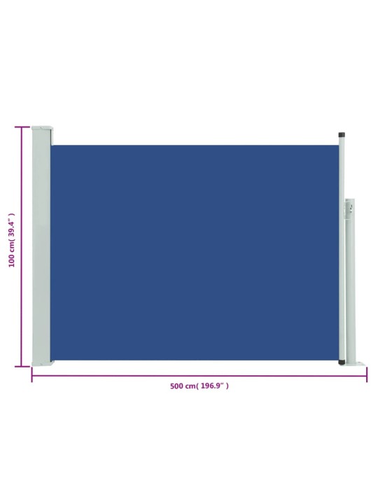 Sisäänvedettävä terassin sivumarkiisi 100x500 cm sininen