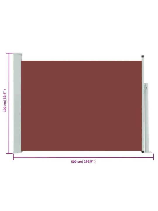 Sisäänvedettävä terassin sivumarkiisi 100x500 cm ruskea