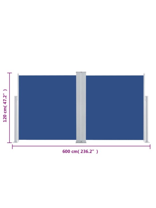 Sisäänvedettävä sivumarkiisi 120x600 cm sininen