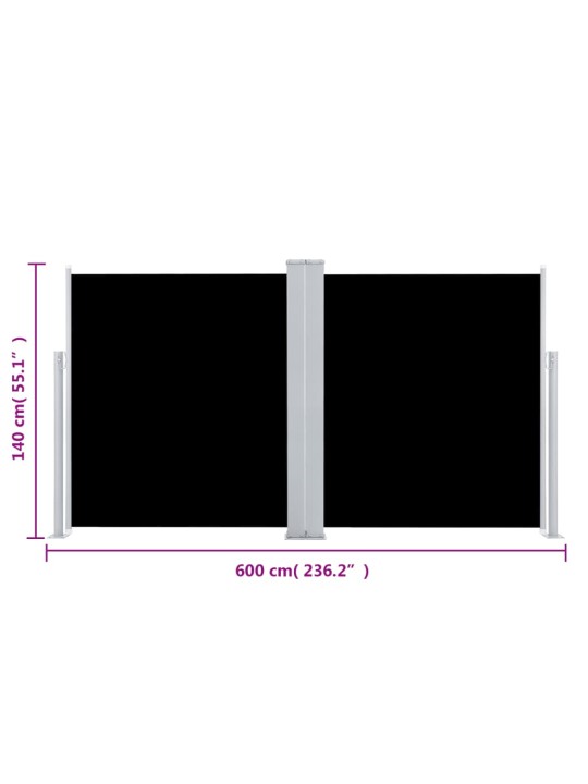 Sisäänvedettävä sivumarkiisi 140x600 cm musta