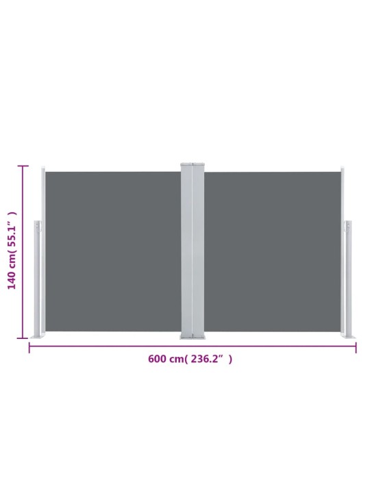 Sisäänvedettävä sivumarkiisi 140x600 cm antrasiitti
