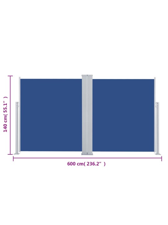 Sisäänvedettävä sivumarkiisi 140x600 cm sininen