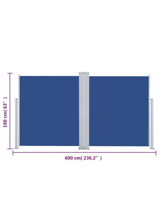 Sisäänvedettävä sivumarkiisi 160x600 cm sininen