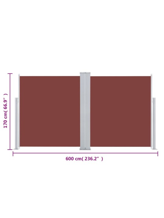 Sisäänvedettävä sivumarkiisi 170x600 cm ruskea