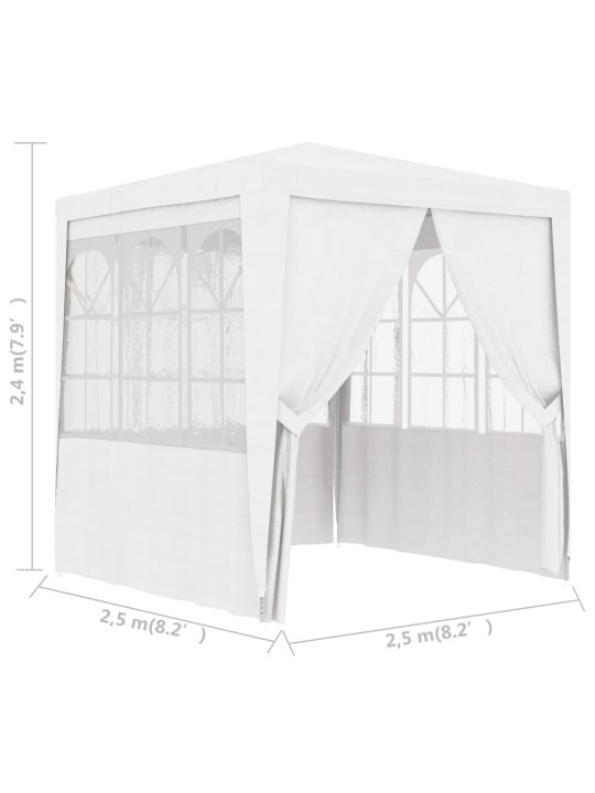 Ammattilaisten juhlateltta sivuseinillä 2,5x2,5 m valk. 90 g/m²