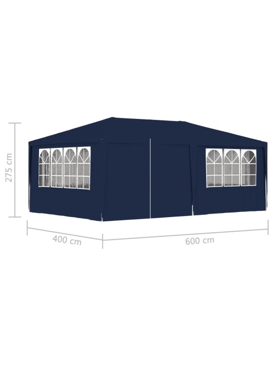 Ammattilaisten juhlateltta sivuseinillä 4x6 m sininen 90 g/m²