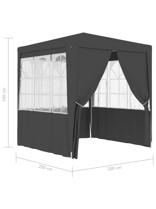 Ammattilaisten juhlateltta sivuseinillä 2x2m antrasiitti 90g/m²