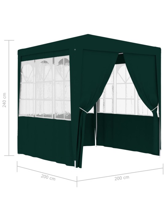 Ammattilaisten juhlateltta sivuseinillä 2x2 m vihreä 90 g/m²