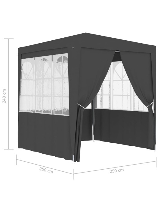 Juhlateltta sivuseinillä 2,5x2,5 m antrasiitti 90g/m²