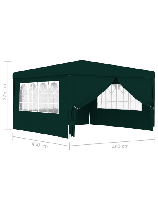 Ammattilaisten juhlateltta sivuseinillä 4x4 m vihreä 90 g/m²