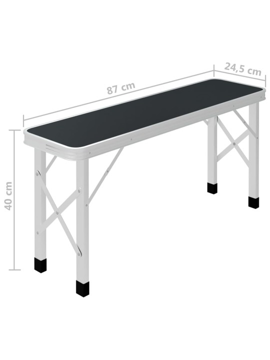 Kokoontaitettava retkipöytä kahdella penkillä alumiini harmaa