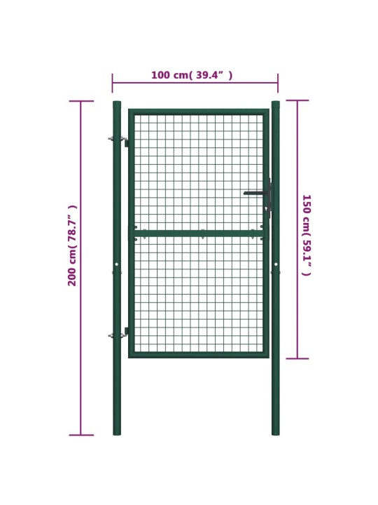 Aitaportti teräs 100x150 cm vihreä