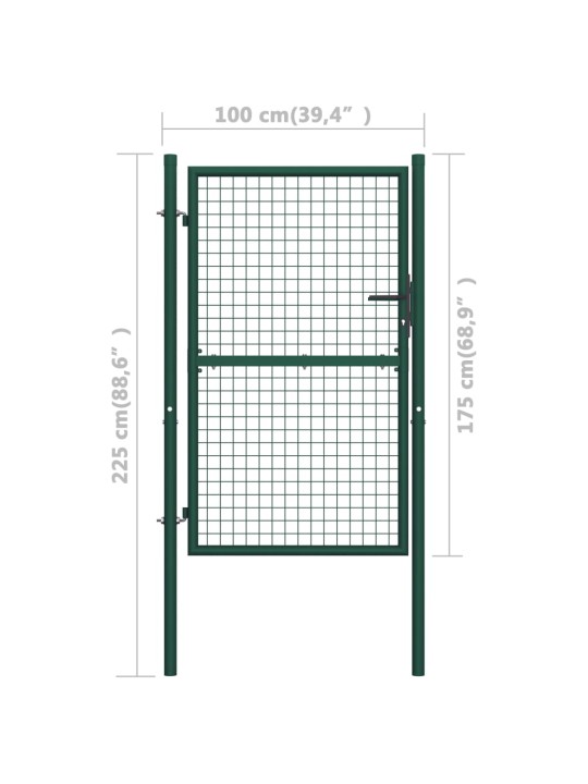 Pihaportti teräs 100x175 cm vihreä