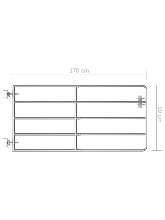 5-tankoinen peltoportti teräs (95-170)x90 cm hopea