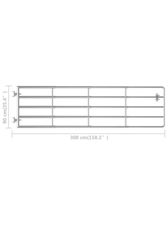 5-tankoinen peltoportti teräs (115-300)x90 cm hopea