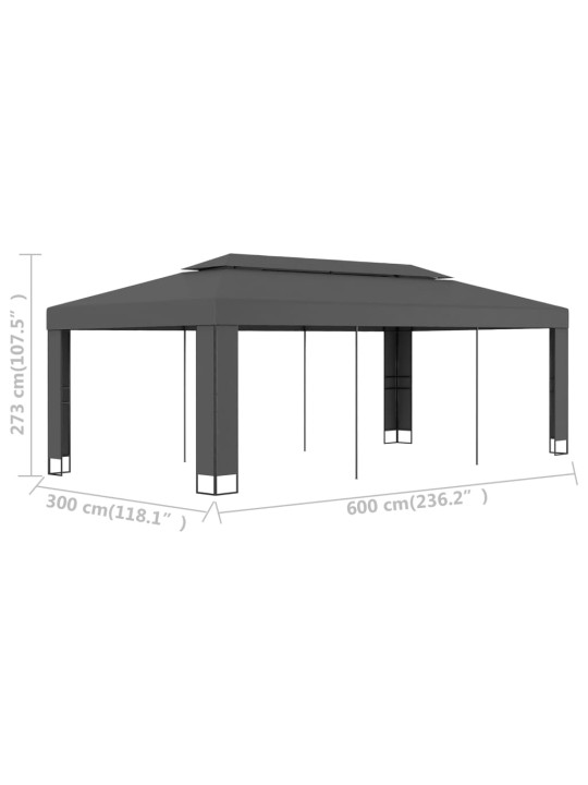 Huvimaja kaksoiskatolla 3x6 m antrasiitti