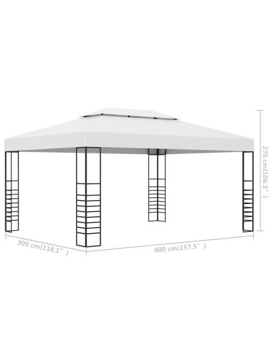 Paviljonki jauhemaalattu teräs 4x3x2,7 m valkoinen