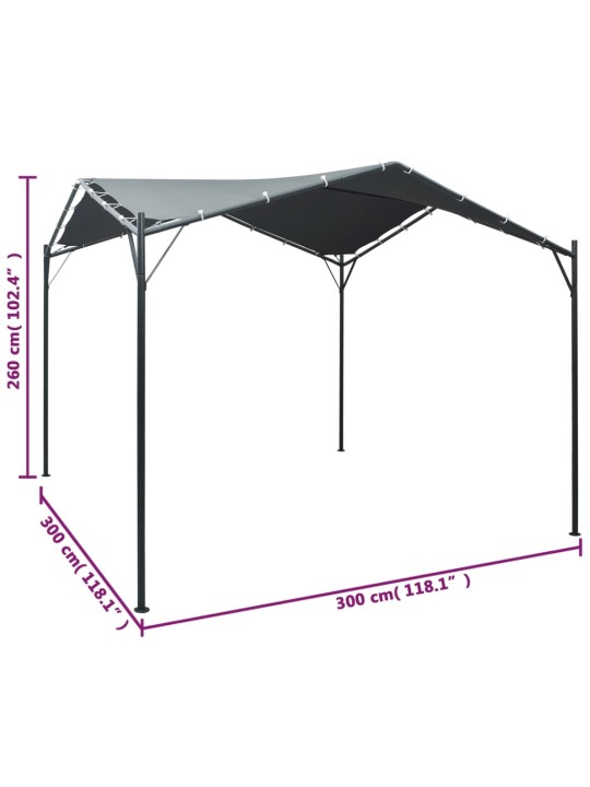 Paviljonki/juhlateltta 3x3 m teräs antrasiitti