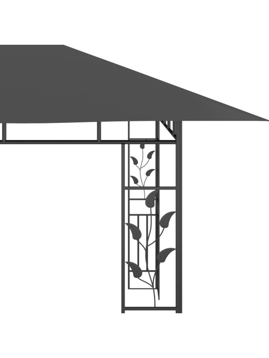 Huvimaja hyttysverkolla 4x3x2,73 m antrasiitti 180 g/m²