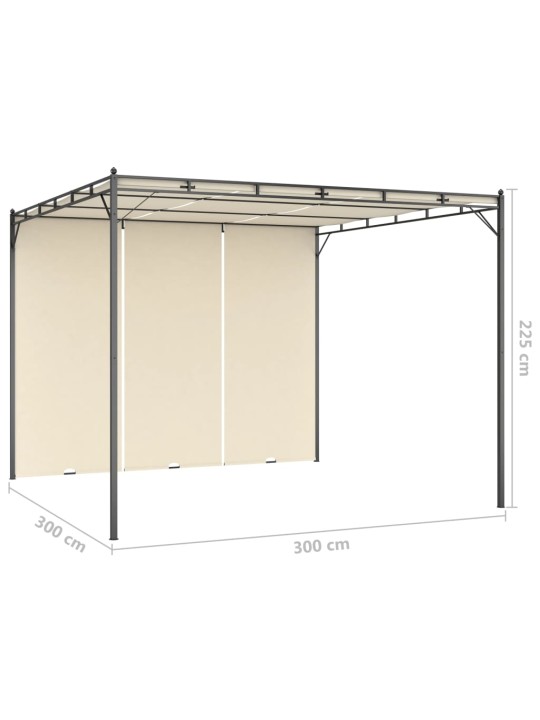 Puutarhan huvimaja sivuverholla 3x3x2,25m cm kerma