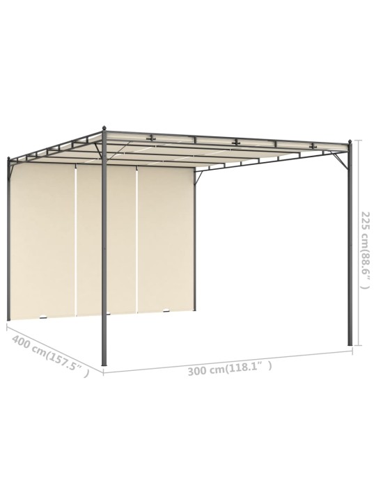 Puutarhan huvimaja sivuverholla 4x3x2,25 cm kerma