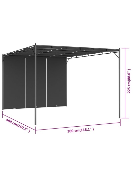 Puutarhan huvimaja sivuverholla 4x3x2,25 cm antrasiitti