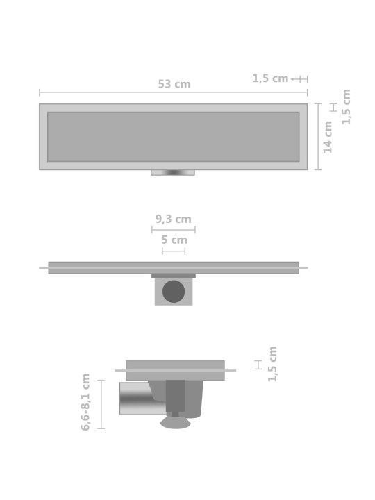 Suihkukaivo 2-in-1 kansi 53x14 cm ruostumaton teräs