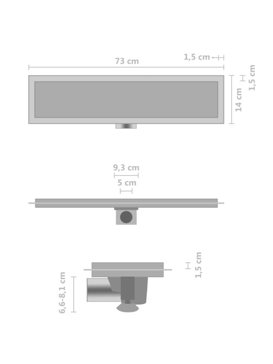 Suihkukaivo 2-in-1 kansi 73x14 cm ruostumaton teräs