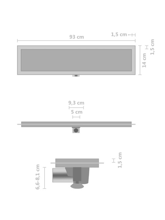 Suihkukaivo 2-in-1 kansi 93x14 cm ruostumaton teräs