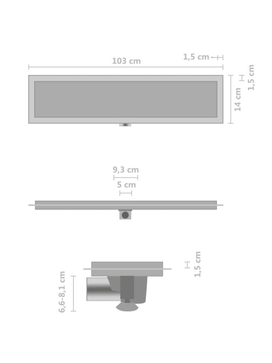 Suihkukaivo 2-in-1 kansi 103x14 cm ruostumaton teräs