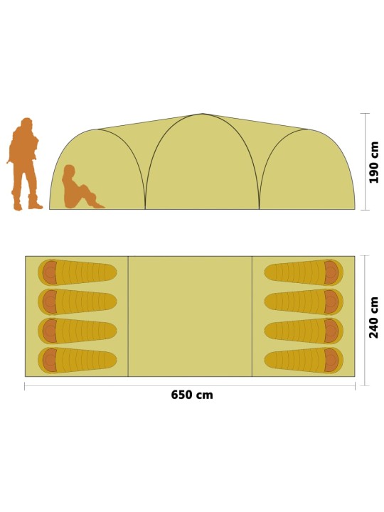 Retkeilyteltta iglu 650x240x190 cm 8 henkilöä sininen