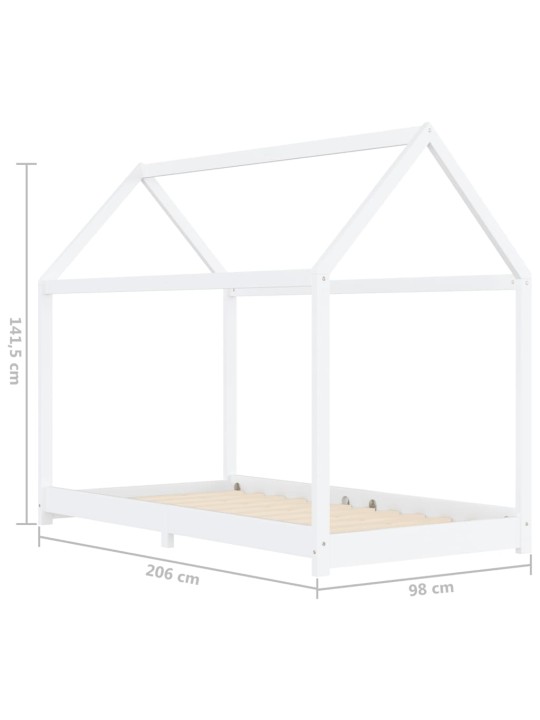 Lasten sängynrunko valkoinen täysi mänty 90x200 cm