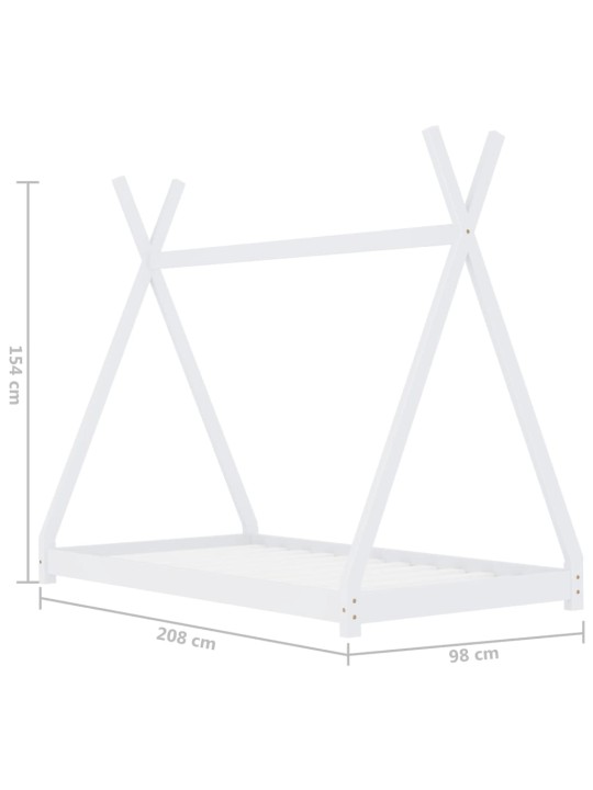 Lasten sängynrunko valkoinen täysi mänty 90x200 cm