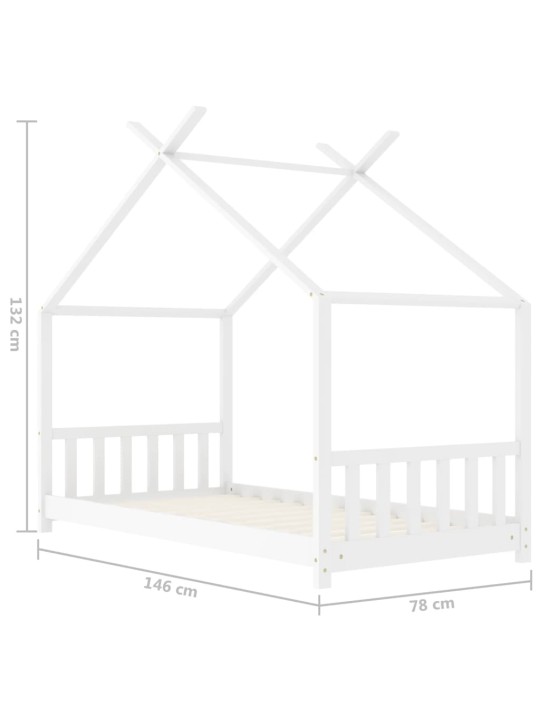 Lasten sängynrunko valkoinen täysi mänty 70x140 cm