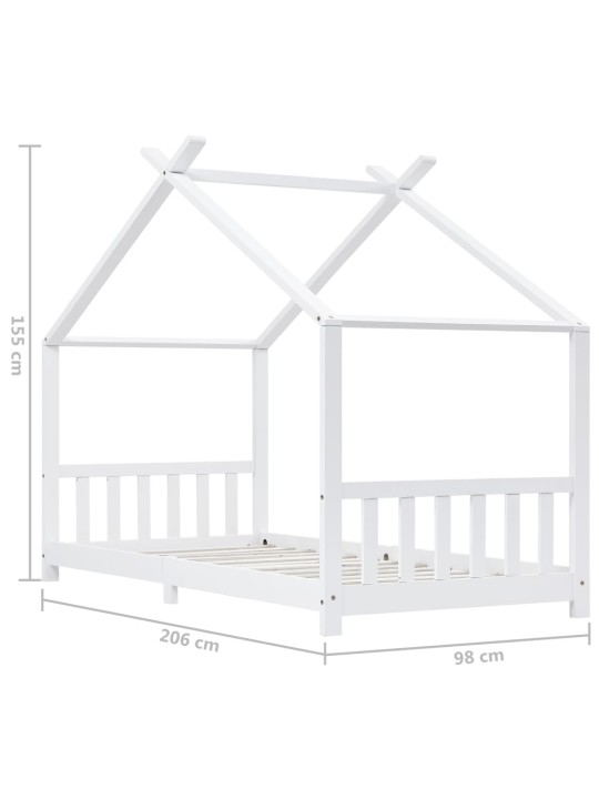 Lasten sängynrunko valkoinen täysi mänty 90x200 cm