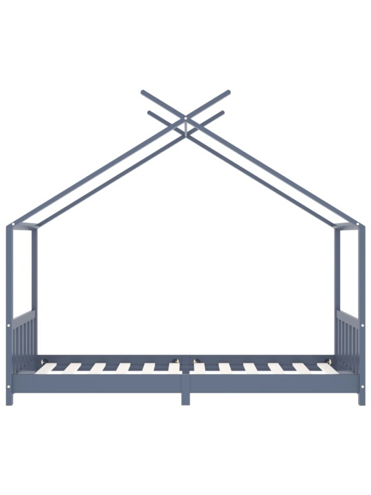 Lasten sängynrunko harmaa täysi mänty 90x200 cm