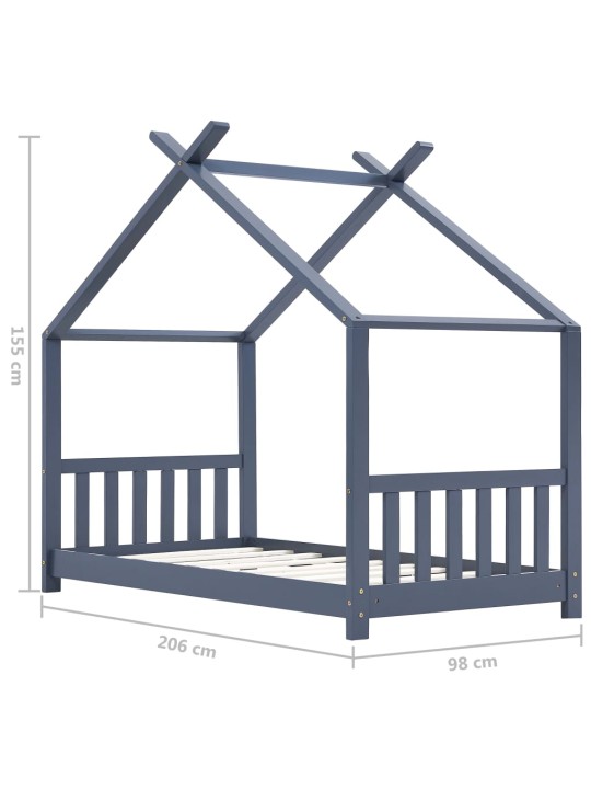 Lasten sängynrunko harmaa täysi mänty 90x200 cm