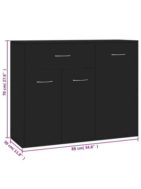 Senkki musta 88x30x70 cm tekninen puu