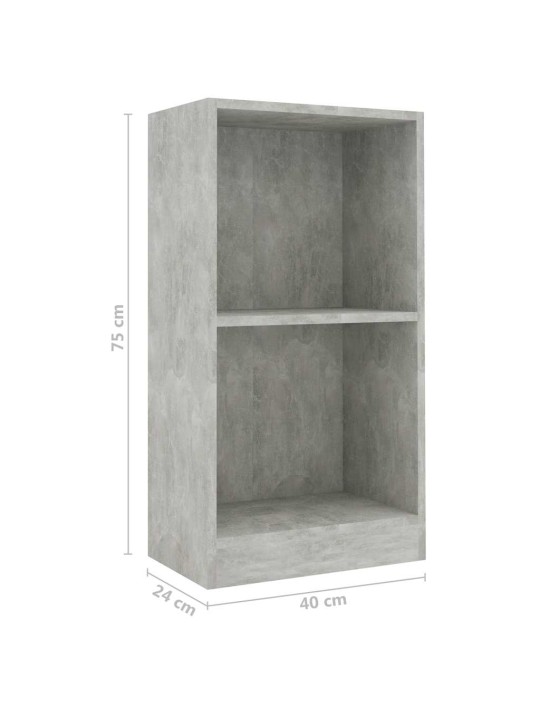 Kirjahylly betoni harmaa 40x24x75 cm engineered wood