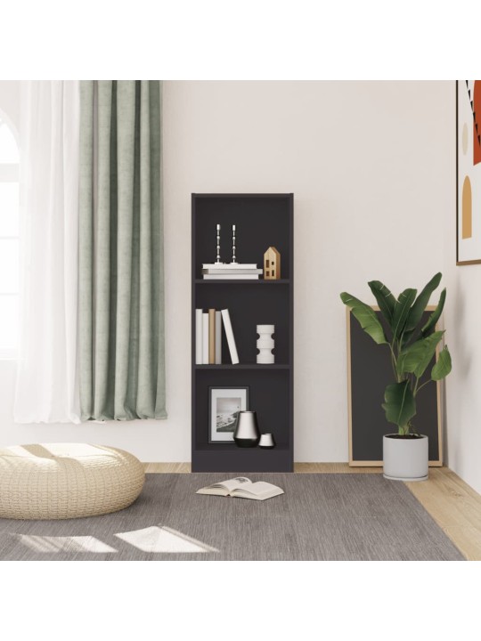 3-tasoinen kirjahylly harmaa 40x24x109 cm tekninen puu