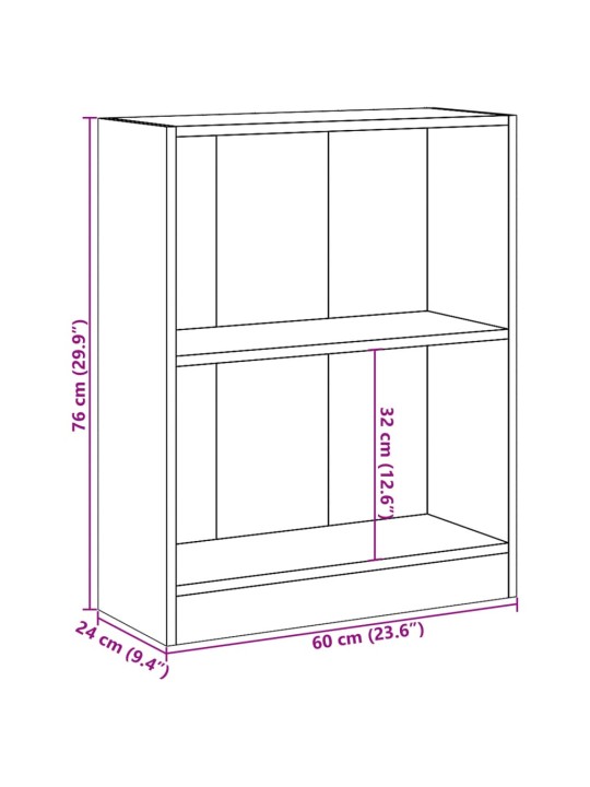 Kirjahylly musta 60x24x76 cm tekninen puu