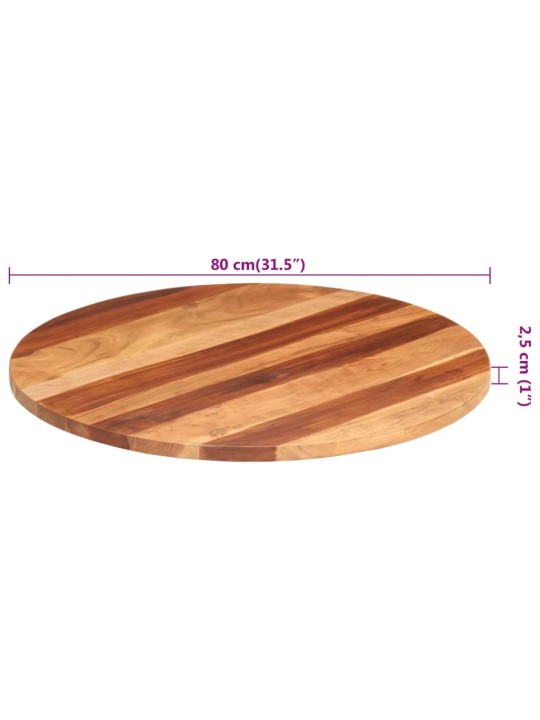 Pöytälevy täysi akaasiapuu pyöreä 25-27 mm 80 cm