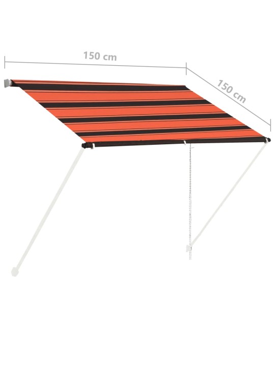 Sisäänkelattava markiisi 150x150 cm oranssi ja ruskea