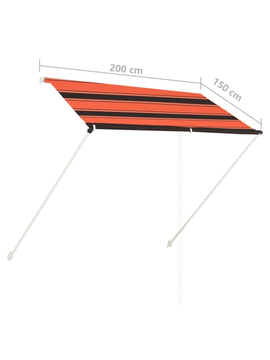 Sisäänkelattava markiisi 200x150 cm oranssi ja ruskea