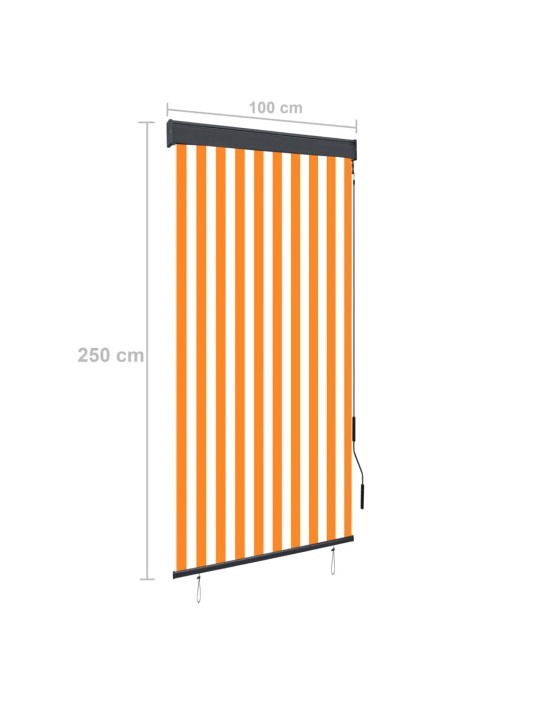 Ulkorullaverho 100x250 cm valkoinen ja oranssi