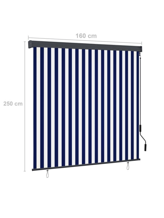 Ulkorullaverho 160x250 cm sininen ja valkoinen